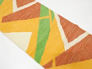 手織り紬 抽象模様織り出し名古屋帯